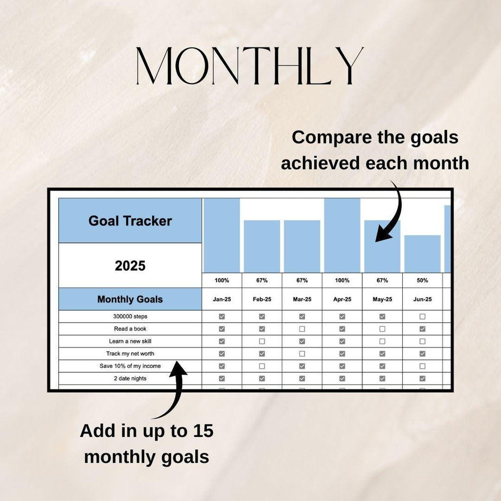 Blue Goal Tracker | Google Sheets Spreadsheet