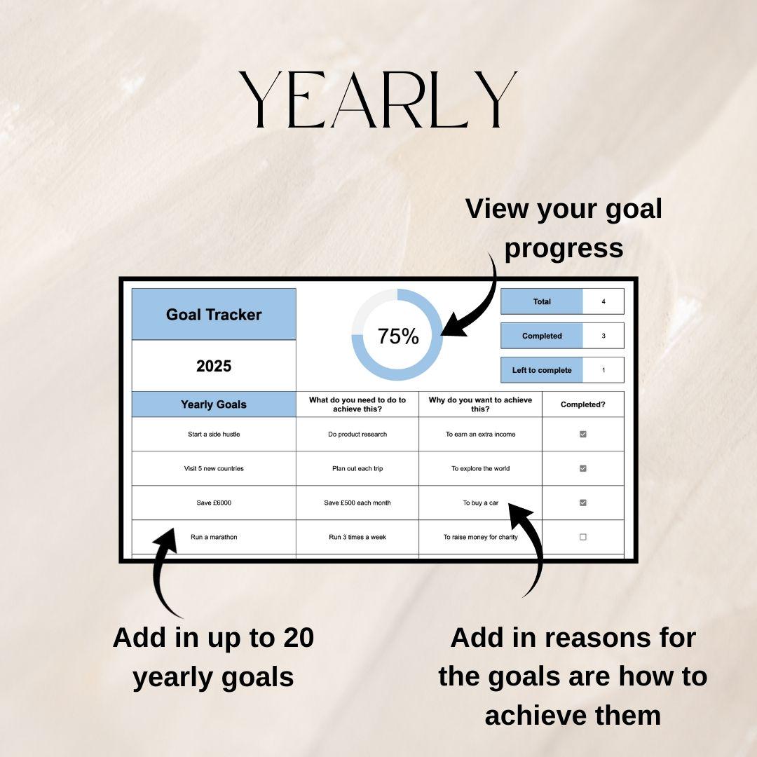 Blue Goal Tracker | Google Sheets Spreadsheet