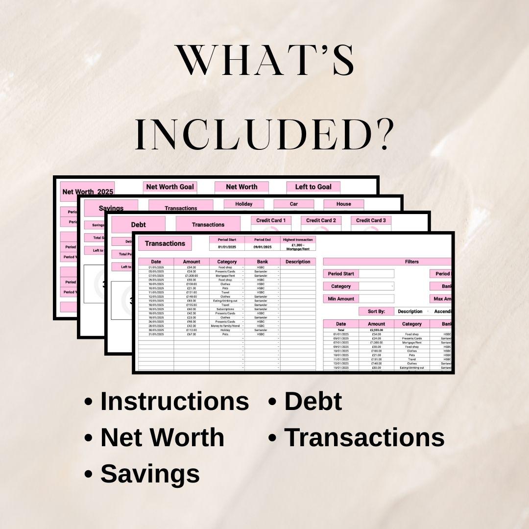 Pink Personal Finance Tracker |  Google Sheets Spreadsheet
