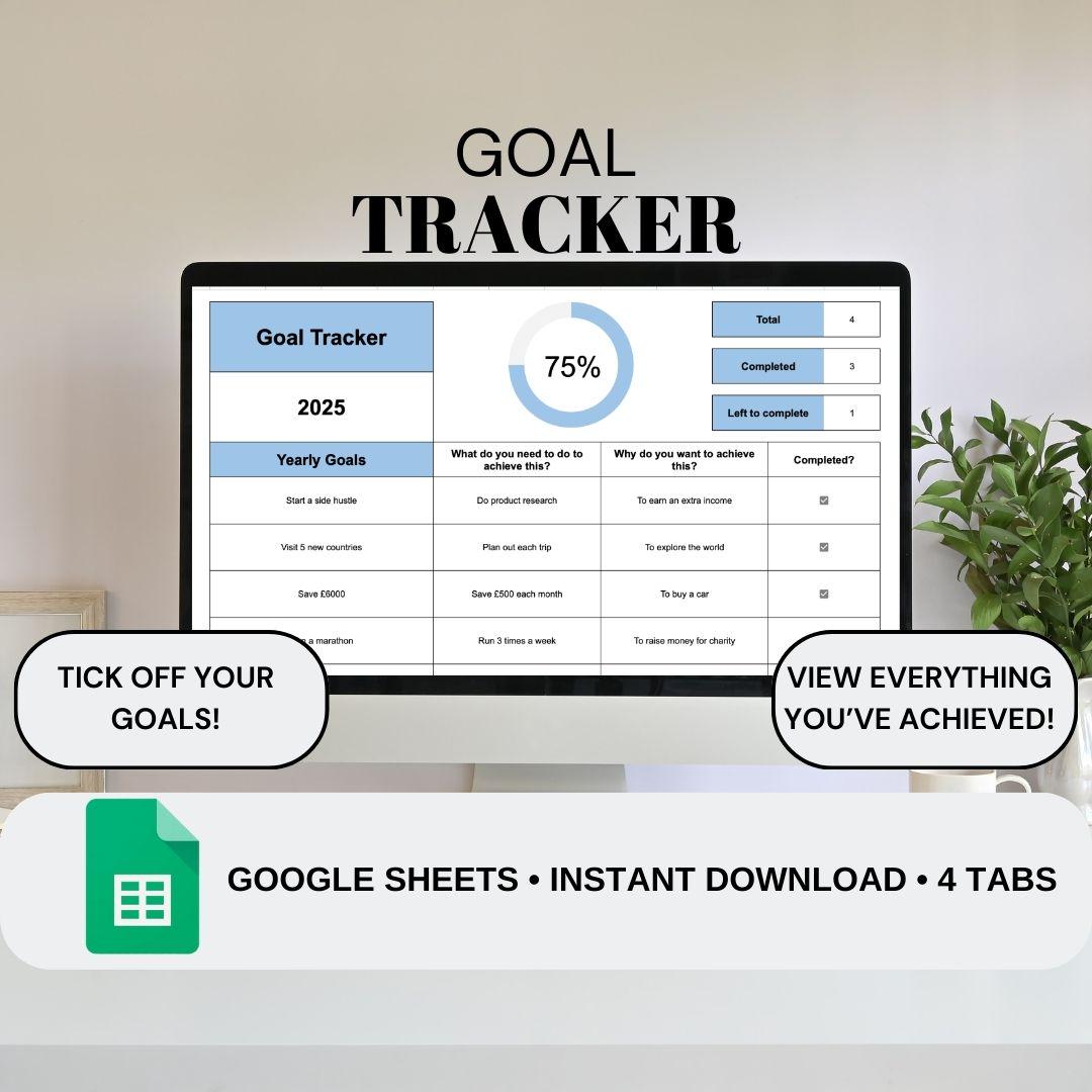 Blue Goal Tracker | Google Sheets Spreadsheet