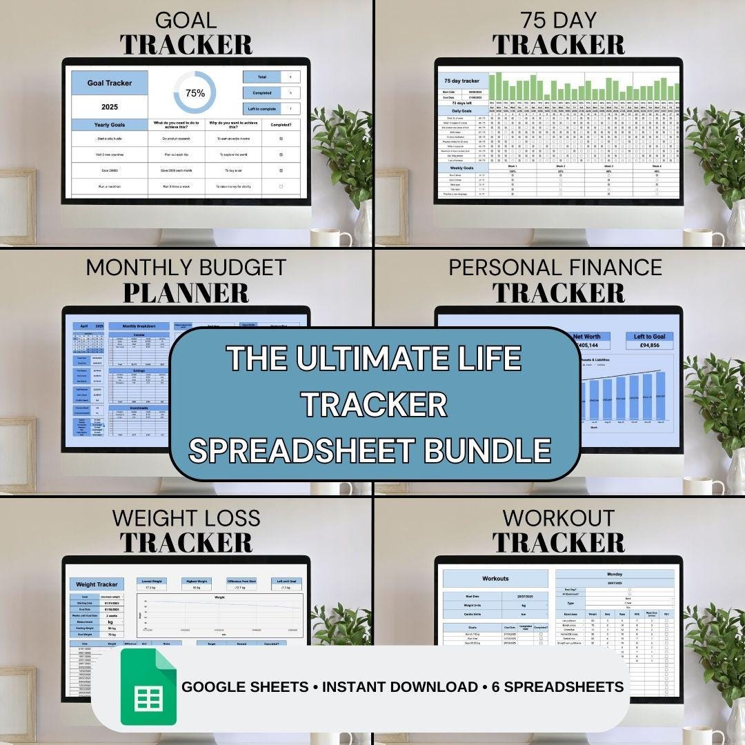 The Ultimate Blue Life Tracker Spreadsheet Bundle | Google Sheets Spreadsheet