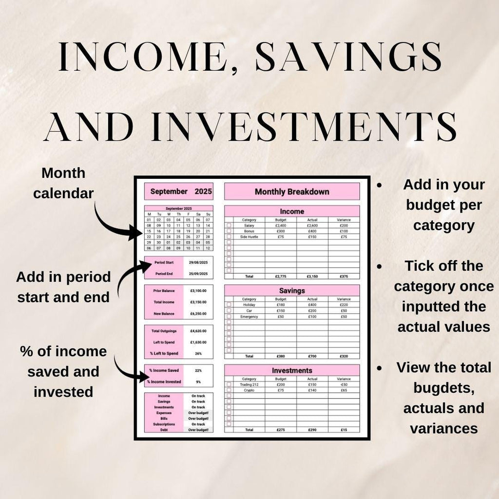 Pink Monthly Budget Planner | Google Sheets Spreadsheet