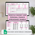 Pink Monthly Budget & Personal Finance Tracker Bundle | Google Sheets Spreadsheet