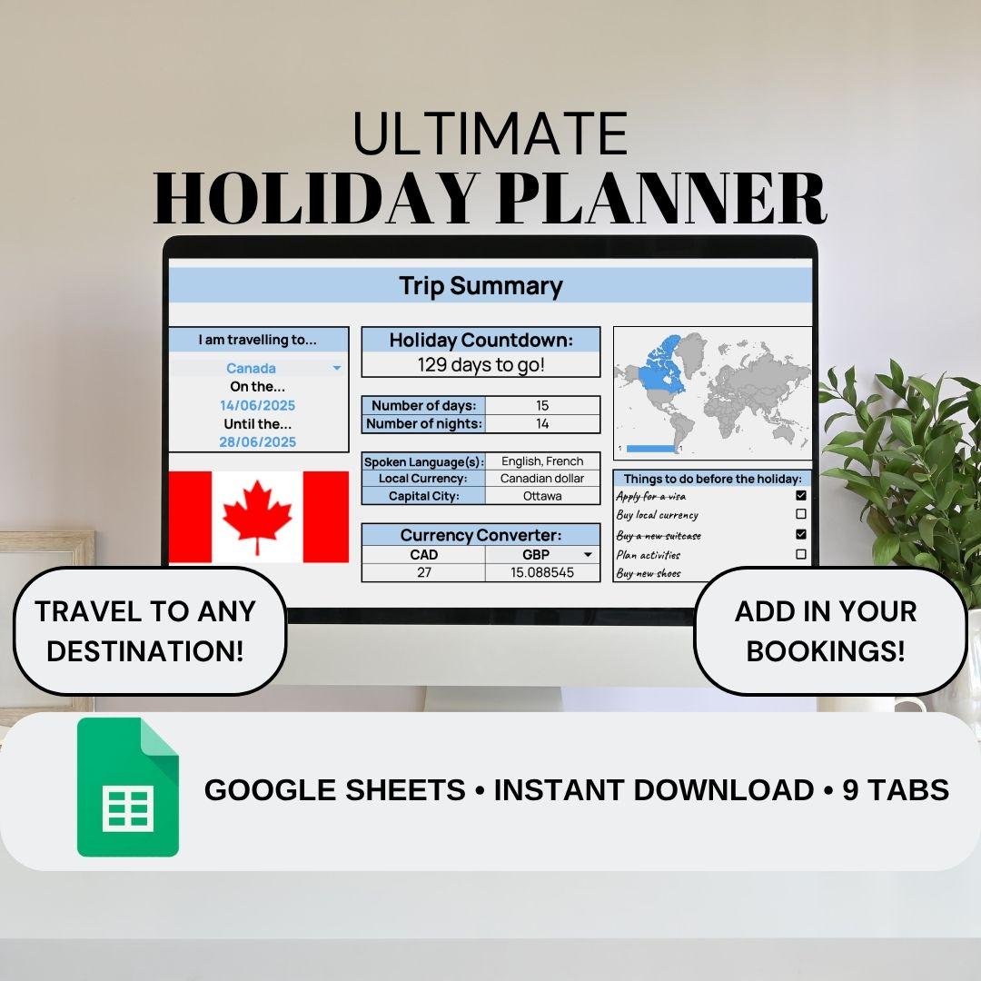 Holiday Planner | Google Sheets Spreadsheet