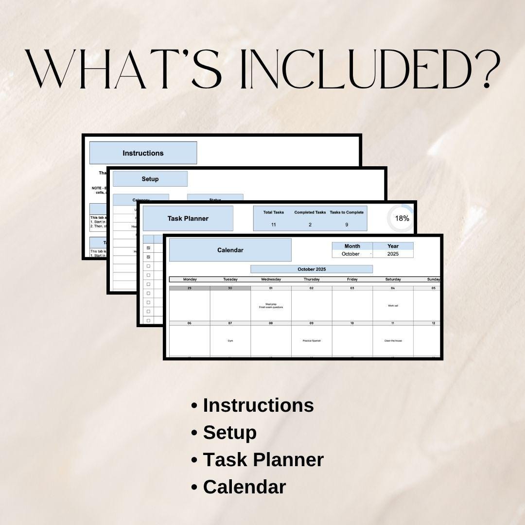 Blue Task Planner | Google Sheets Spreadsheet