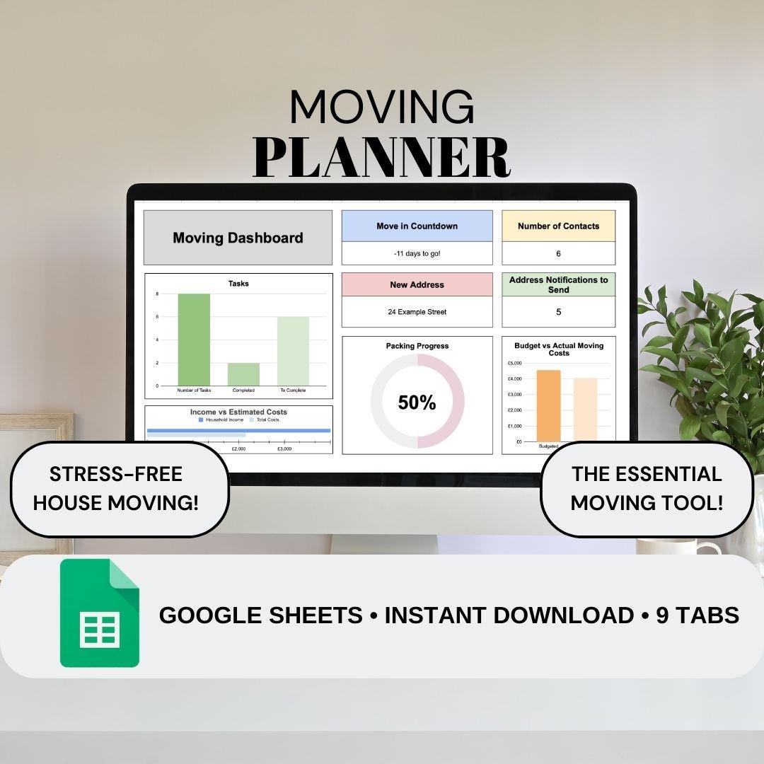 Moving Planner | Google Sheets Spreadsheet