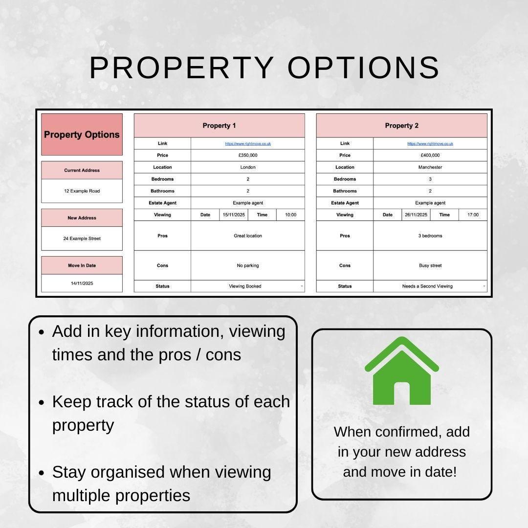 Moving Planner | Google Sheets Spreadsheet