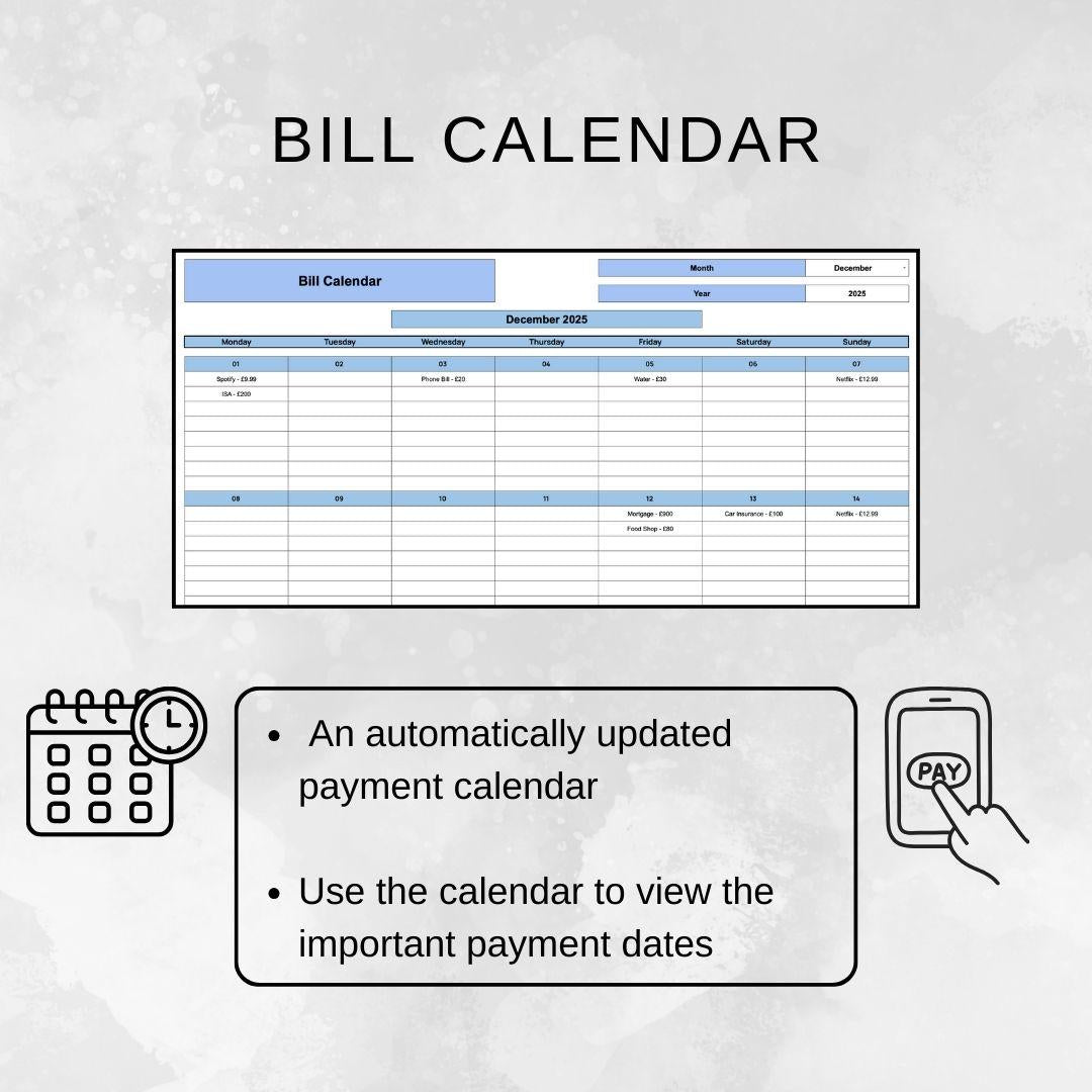 Bill Calendar | Google Sheets Spreadsheet