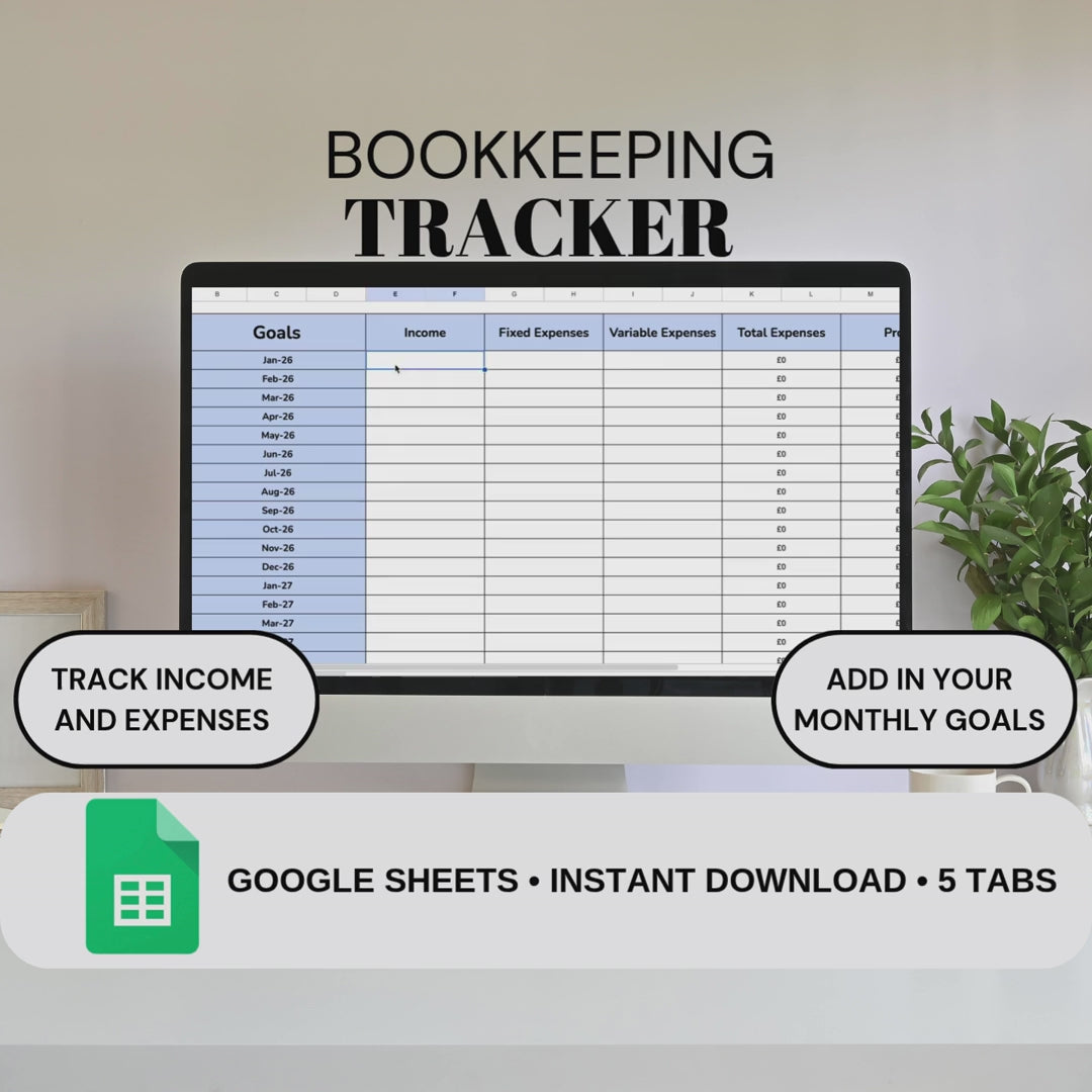 Bookkeeping Tracker | Google Sheets Spreadsheet