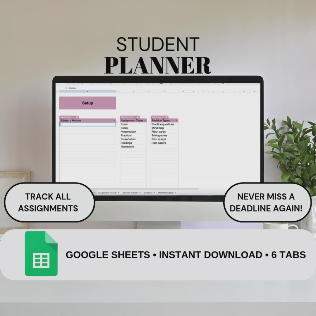 Student Planner | Google Sheets Spreadsheet