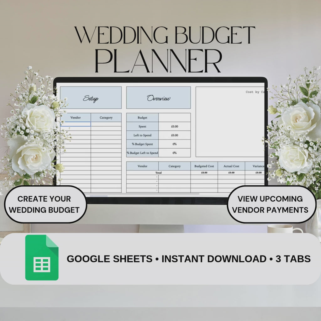Blue Wedding Budget Planner | Google Sheets Spreadsheet