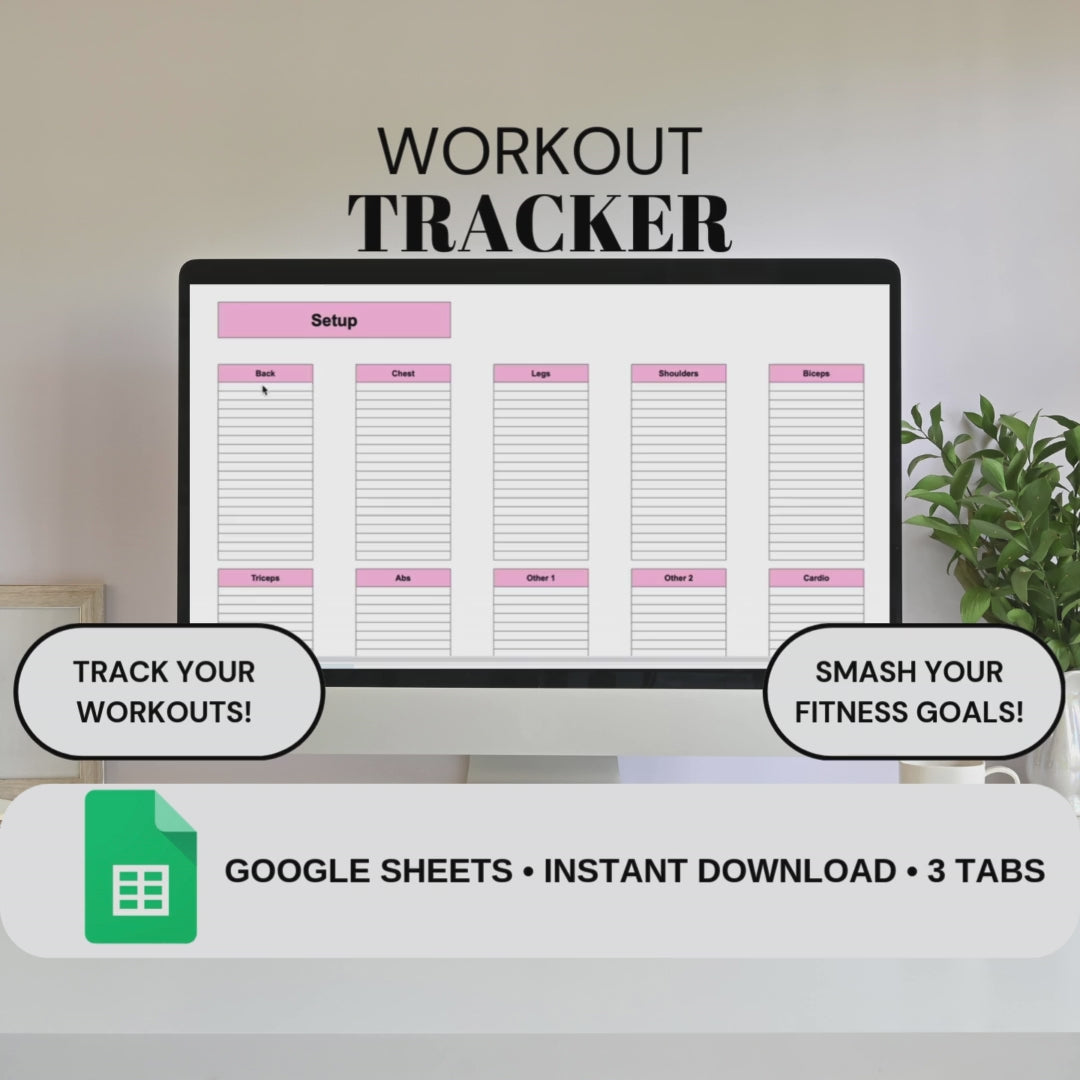 Pink Workout Tracker | Google Sheets Spreadsheet