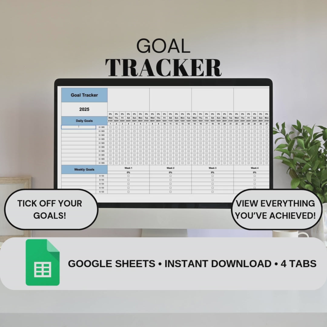Blue Goal Tracker | Google Sheets Spreadsheet