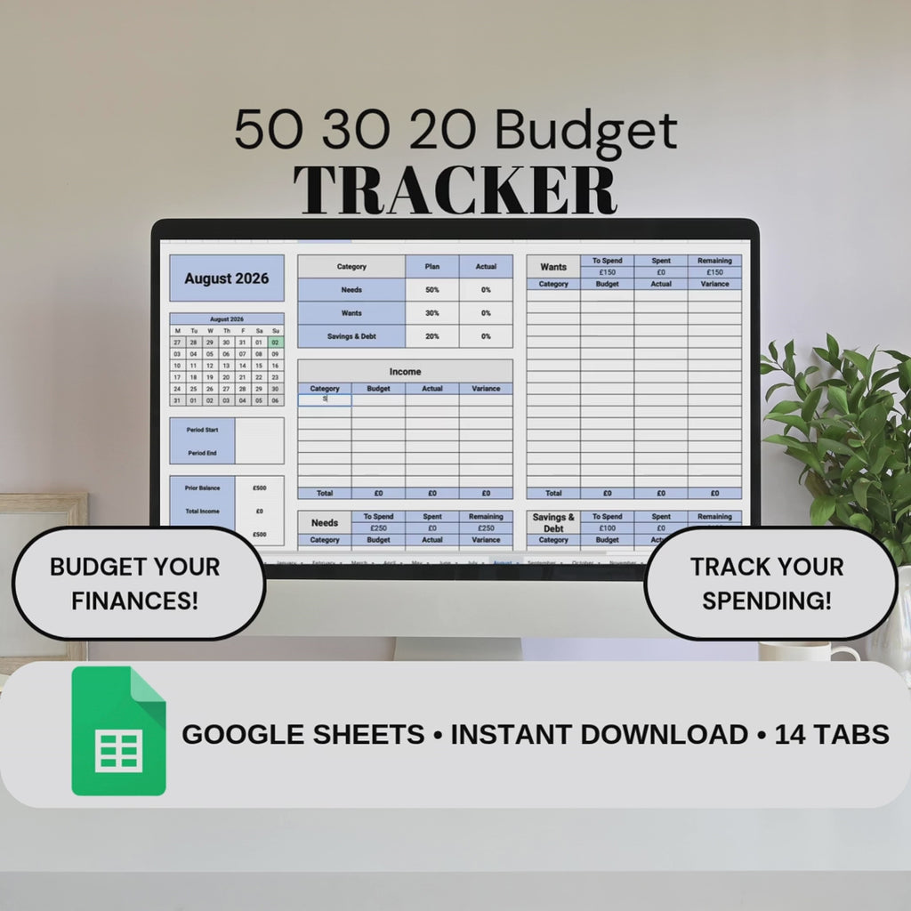 50 30 20 Budget Tracker | Google Sheets Spreadsheet