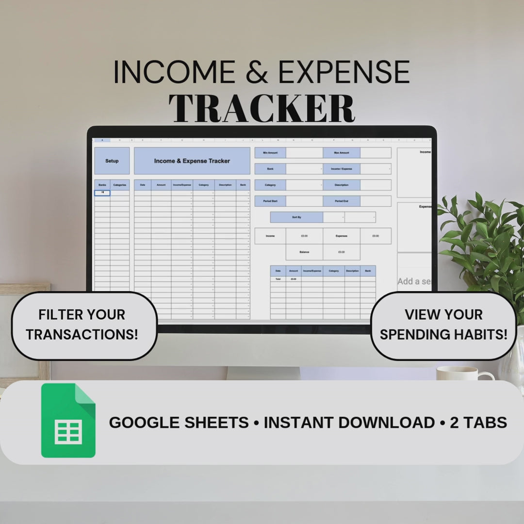 Income and Expense Tracker | Google Sheets Spreadsheet