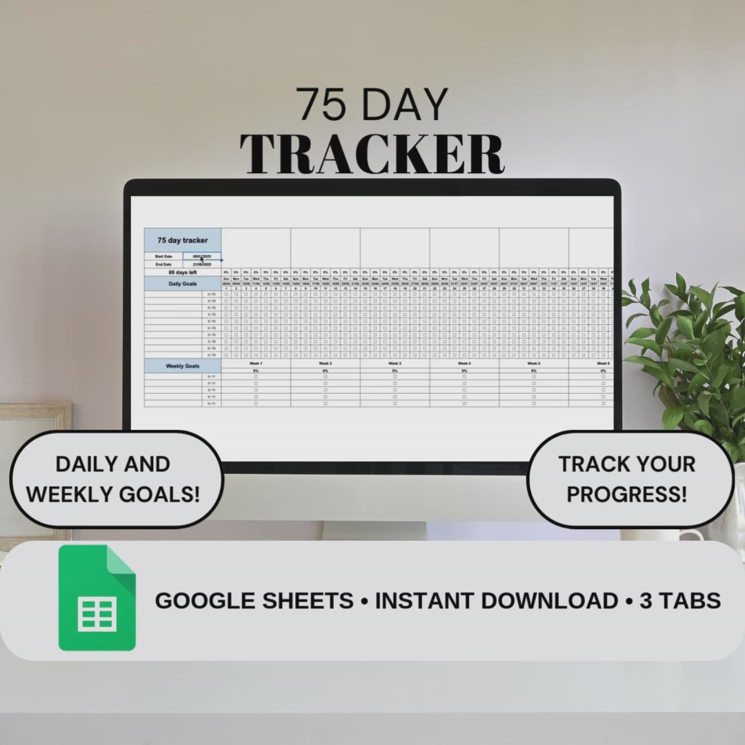75 Day Tracker | Google Sheets Spreadsheet