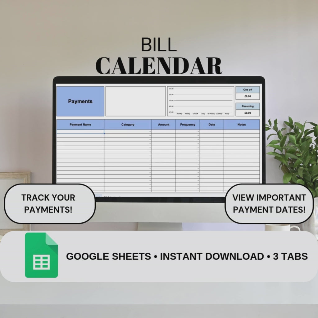 Bill Calendar | Google Sheets Spreadsheet