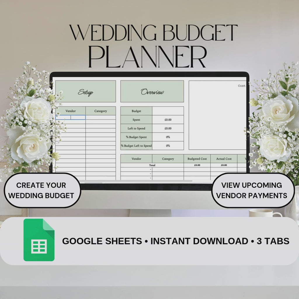 Green Wedding Budget Planner | Google Sheets Spreadsheet