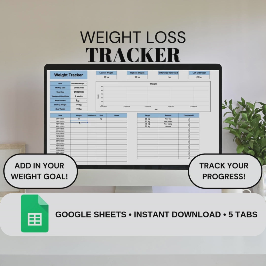 Blue Weight Loss Tracker | Google Sheets Spreadsheet
