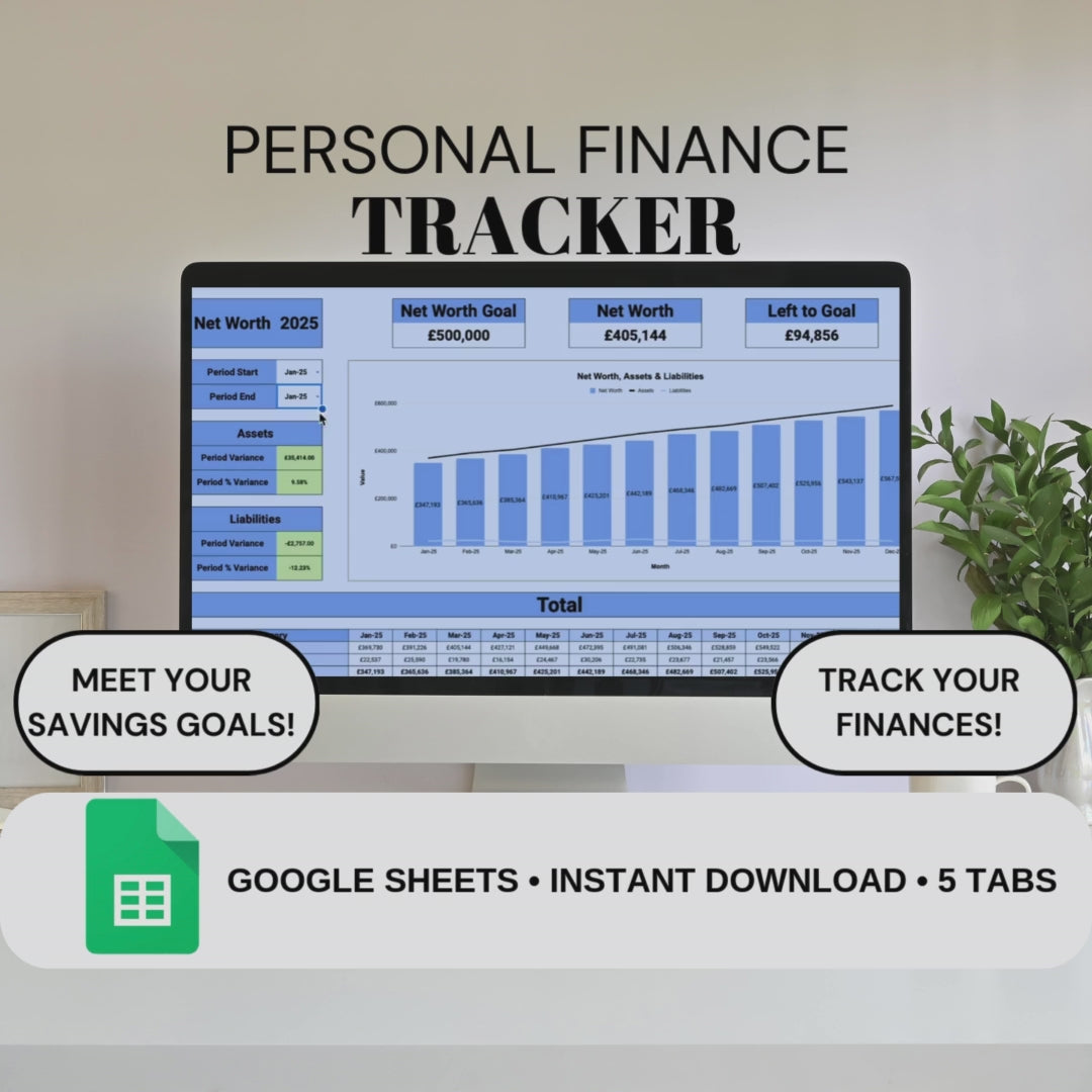 Blue Personal Finance Tracker |  Google Sheets Spreadsheet