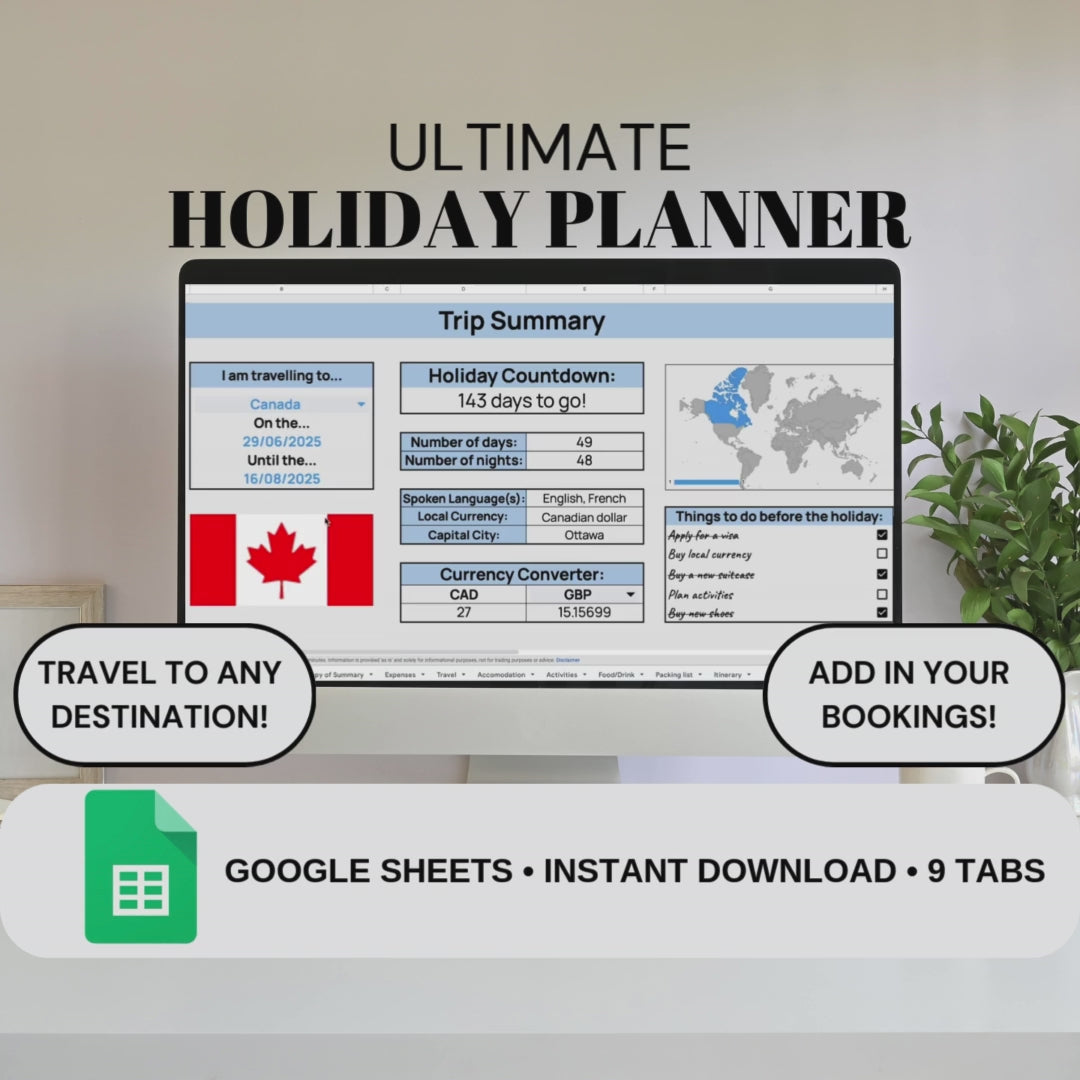 Holiday Planner | Google Sheets Spreadsheet