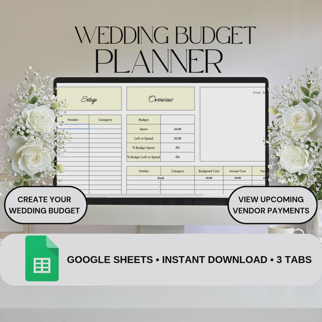 Yellow Wedding Budget Planner | Google Sheets Spreadsheet