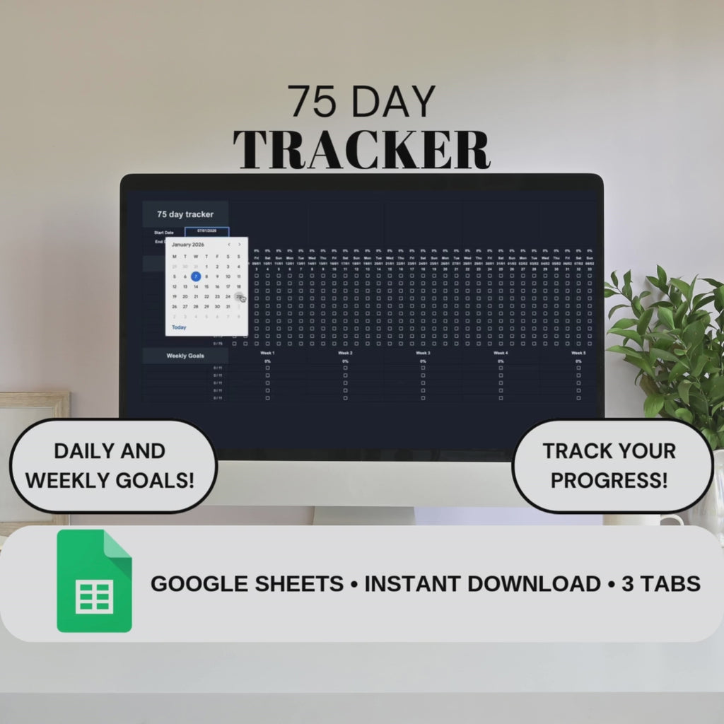 75 Day Tracker Dark Theme | Google Sheets Spreadsheet