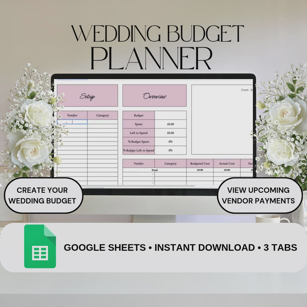 Pink Wedding Budget Planner | Google Sheets Spreadsheet