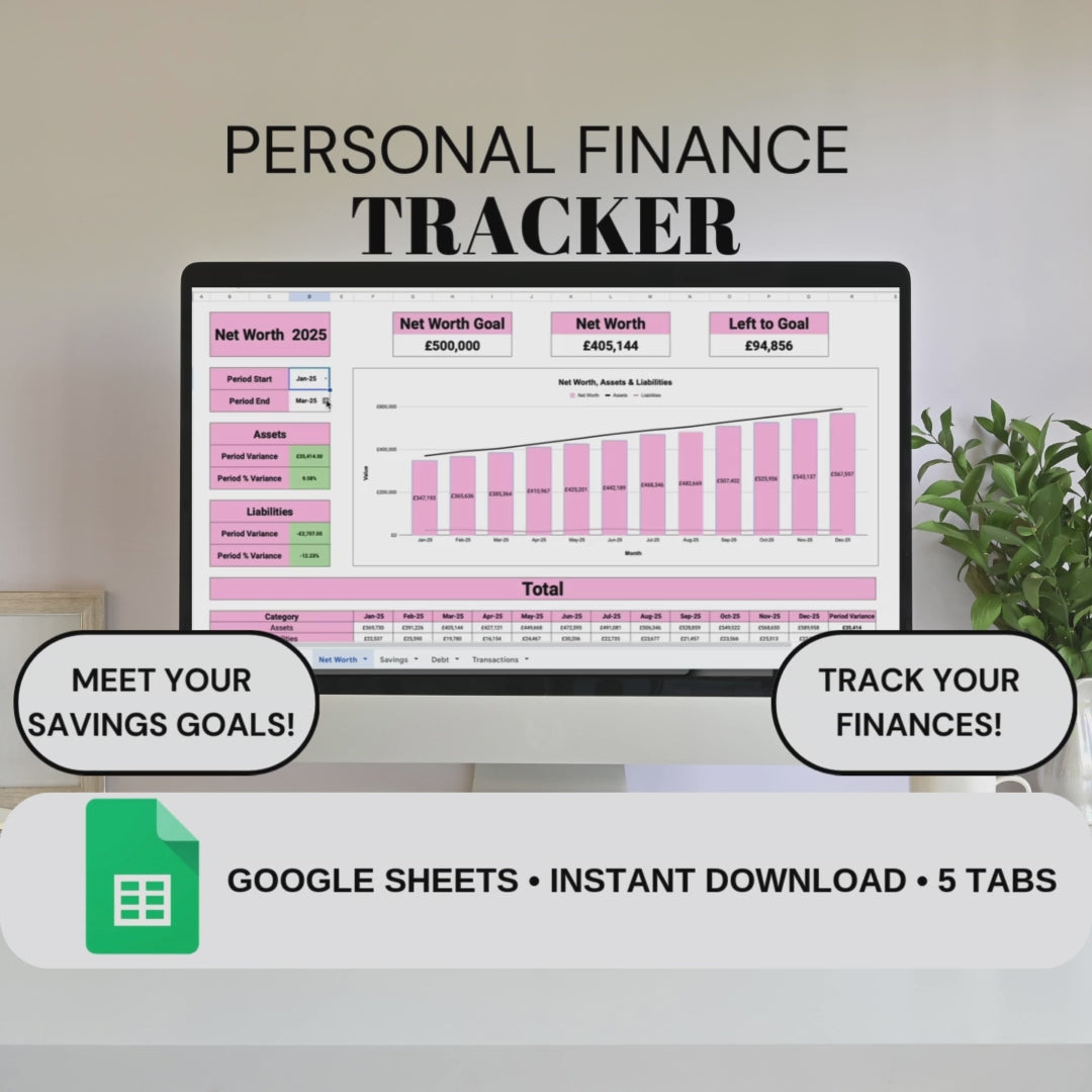 Pink Personal Finance Tracker |  Google Sheets Spreadsheet
