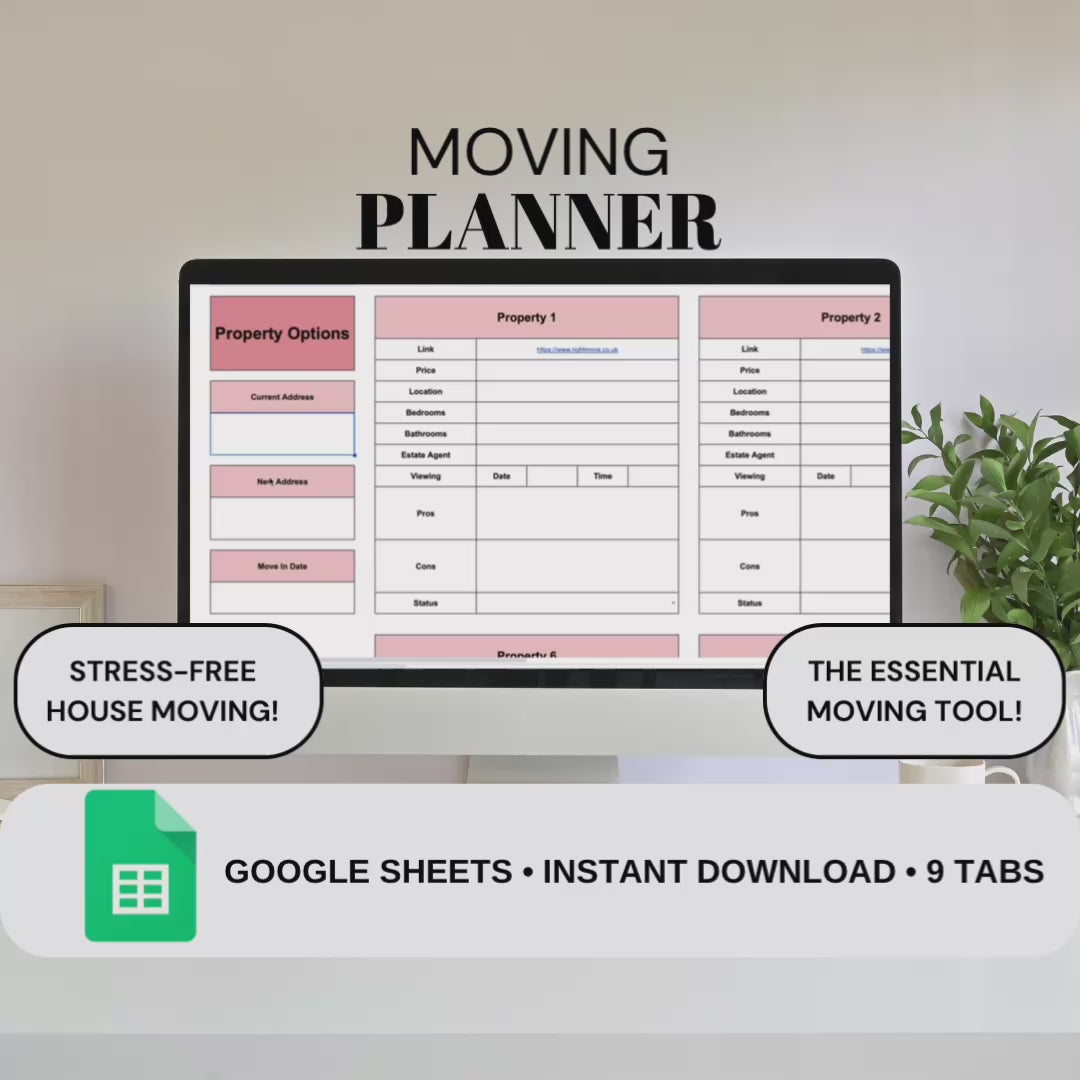 Moving Planner | Google Sheets Spreadsheet